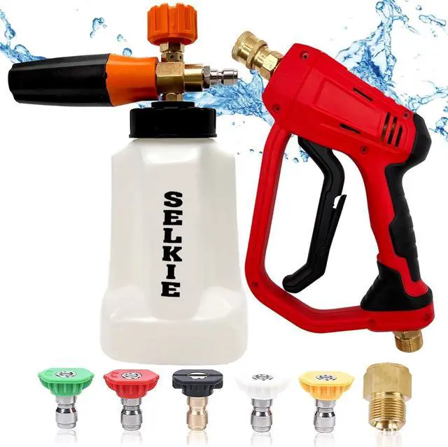 Main image of Foam Cannon with Pressure Washer Gun, Adjustable Cannon Foam Blaster Power Washer Snow Foam Lance with 6pcs Nozzle,1/4" Quick Connector,4350PSI