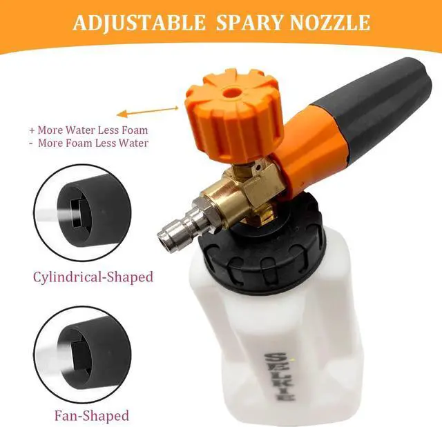 Alt view image 2 of 7 - Foam Cannon with Pressure Washer Gun, Adjustable Cannon Foam Blaster Power Washer Snow Foam Lance with 6pcs Nozzle,1/4" Quick Connector,4350PSI