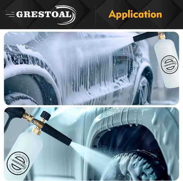 Alt view image 6 of 6 - Pressure Washer Gun Foam Cannon, Snow Foam Lance Short Gun with 5 Pressure Washer Nozzle Tips, 1/4 Inch Quick Connector, 1 Liter, 3000 PSI