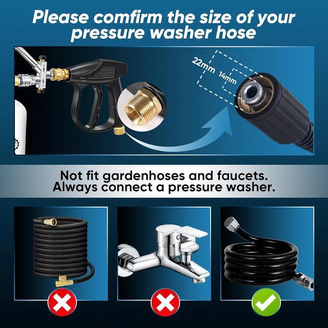 Alt view image 4 of 7 - Foam Cannon for Pressure Washer Kit with Foam Cannon Dual Connector Accessory,Pressure Washer Gun for Car Washing and Cleaning,5 Power Washer Sprayer Nozzles
