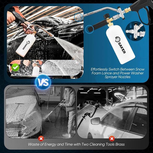 Alt view image 3 of 7 - Foam Cannon for Pressure Washer Kit with Foam Cannon Dual Connector Accessory,Pressure Washer Gun for Car Washing and Cleaning,5 Power Washer Sprayer Nozzles