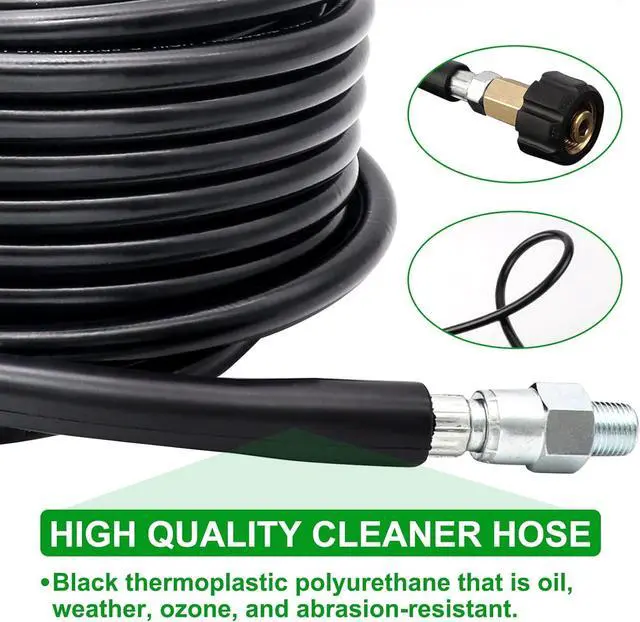 Alt view image 6 of 6 - 150 FT Sewer Jetter Kit for Pressure Washer, 5800PSI Drain Cleaner Hose 1/4 Inch NPT, Corner, Rotating, Button Nose Sewer Jetting Nozzle Watertight Tape Pearl Corsage Pin with 2 Pcs Spanner