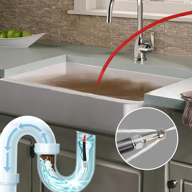 Alt view image 7 of 7 - Sewer Jetter Kit for Pressure Washer 200FT, 5800PSI Drain Cleaner Hose 1/4 Inch NPT Corner with 5 Sewer Jetting Nozzles,Waterproof Tape,Pearl Corsage Pin & 2 Spanners (Red)