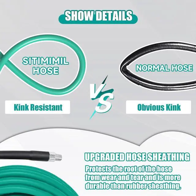 Alt view image 5 of 7 - 200FT Sewer Jetter Kit for Pressure Washer,1/4NPT Drain Cleaner Hose 5800PSI, with Adapter Corner Rotating Button Nose Sewer Jetting Nozzles Kit Pearl Corsage Pin Spanner Waterproof Tape