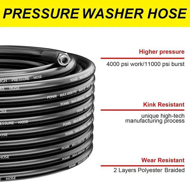 Alt view image 5 of 7 - Sewer Jetter Kit 150FT for Pressure Washer 4000PSI Hydrojet Drain Cleaning Kit with Button Nose 1/4 Inch NPT Rotating Sewer Jet Nozzle Spanner Waterproof Tape Pearl Corsage Pin