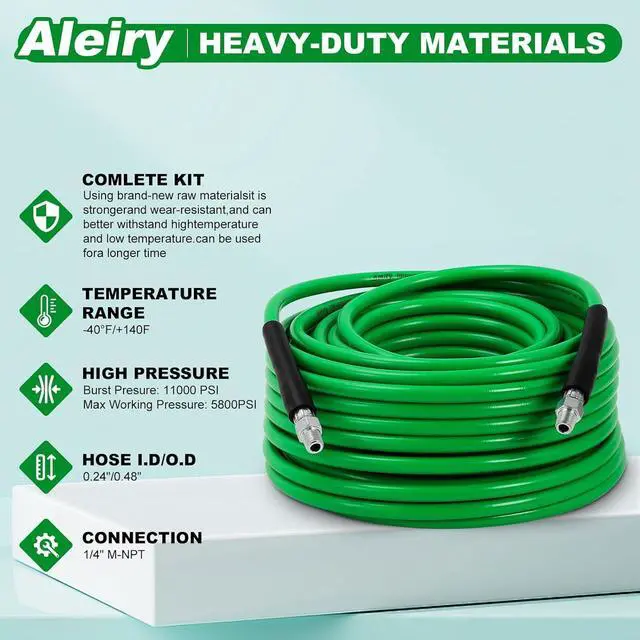 Alt view image 2 of 7 - Sewer Jetter Kit for Pressure Washer,Water Jet Drain Cleaning Hose with Corner Rotating Button Spring Nose 1/4" NPT Sewer Cleaning Tool High-Pressure Nozzles,5800 PSI 150 FT