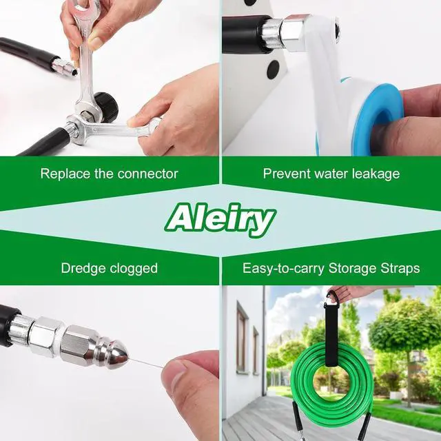 Alt view image 6 of 7 - Sewer Jetter Kit for Pressure Washer,Water Jet Drain Cleaning Hose with Corner Rotating Button Spring Nose 1/4" NPT Sewer Cleaning Tool High-Pressure Nozzles,5800 PSI 150 FT