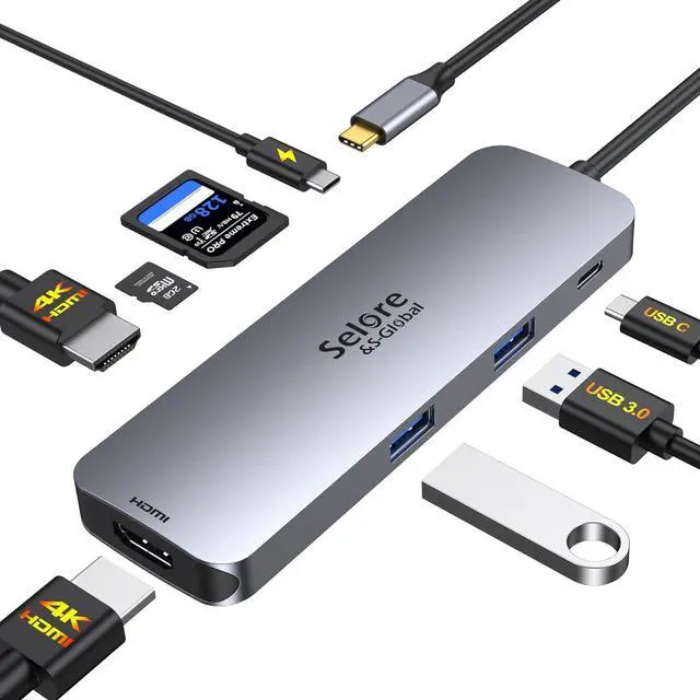 Alt view image 7 of 7 - USB C Docking Station Dual HDMI Monitor,USB C to Dual HDMI Adapter with 2 HDMI Ports,PD Charging,SD/TF,USB A&C 3.0 Ports,USB C Hub HDMI for Dell XPS/HP/Lenovo/Surface/Yoga etc