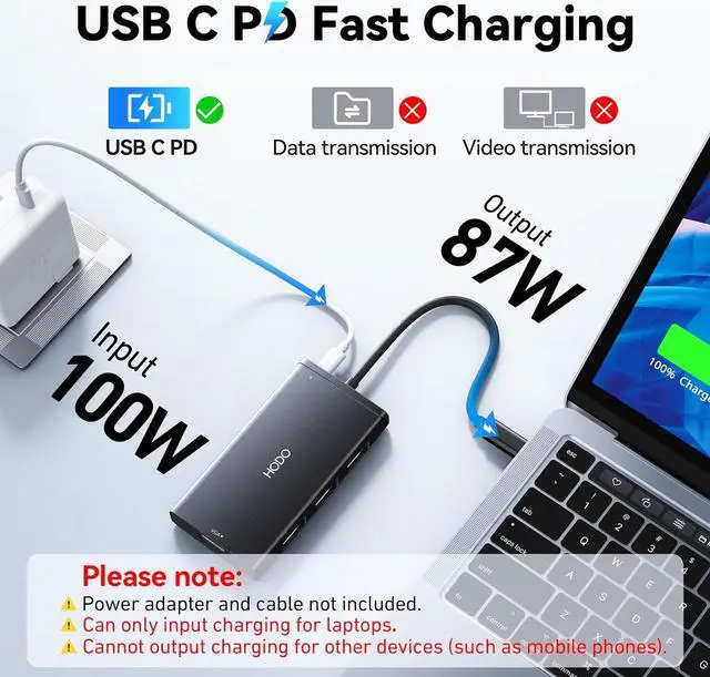 Alt view image 5 of 7 - USB C Docking Station Dual Monitor Adapter for Dell HP, Laptop Docking Station 3 Monitors Quadruple Display USB C Hub Dongle to 4K HDMI+DisplayPort+VGA,3 USB2.0,100W PD, 8 in 1 USB C Dock