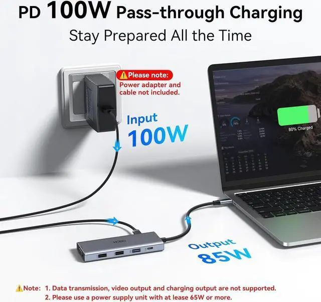 Alt view image 5 of 7 - USB C Docking Station Dual Monitor Adapter for Dell HP, Laptop Docking Station 3 Monitors Quad Display USB C Hub Dongle to 2 HDMI 4K,DP 8K, VGA,4 USB,PD,USB C Adapter 9 in 1 USB C Dock for Lenovo