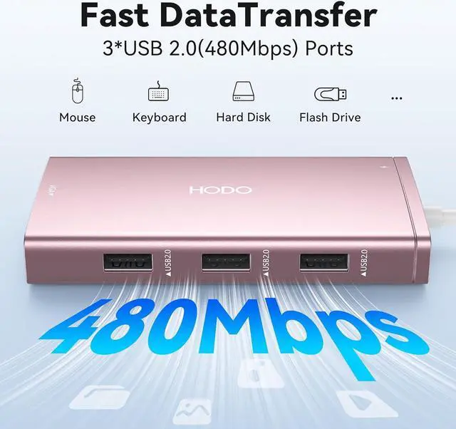 Alt view image 7 of 7 - USB C Docking Station Dual Monitor Adapter for Dell HP, Laptop Docking Station 3 Monitors Quadruple Display USB C Hub Dongle to 4K HDMI+DisplayPort+VGA,3 USB2.0,100W PD, 8 in 1 USB C Dock