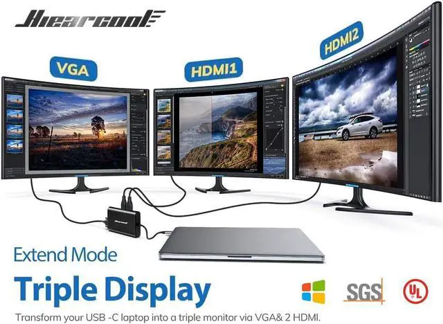 Alt view image 2 of 7 - Docking Station,11IN1 USB C Docking Station,Dual Monitor Laptop Docking Station USB C Dock for Most brands of laptops Universal Docking Station for Office and Work from Home Black
