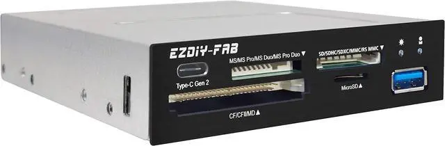 Alt view image 2 of 6 - PC Front Panel Internal Card Reader USB HUB, USB 3.1 Gen2 Type-C Port,USB 3.0 Support SD MS XD CF TF Card for Computer, Fits Any 3.5" Computer Case Front Bay