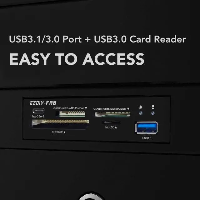 Alt view image 6 of 6 - PC Front Panel Internal Card Reader USB HUB, USB 3.1 Gen2 Type-C Port,USB 3.0 Support SD MS XD CF TF Card for Computer, Fits Any 3.5" Computer Case Front Bay