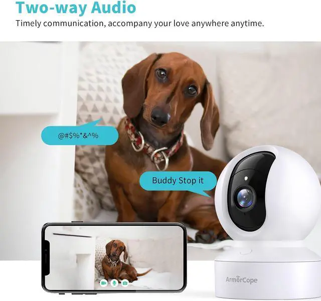 Alt view image 2 of 7 - Pet Camera, 2K HD Dog Camera with Phone APP, 360° Pan/Tilt View Puppy Cam, One Click Call for Baby Monitor, MagivPix Night Vision,Motion Tracking Alarm with Cloud/Local SD,Home Indoor Security Cam