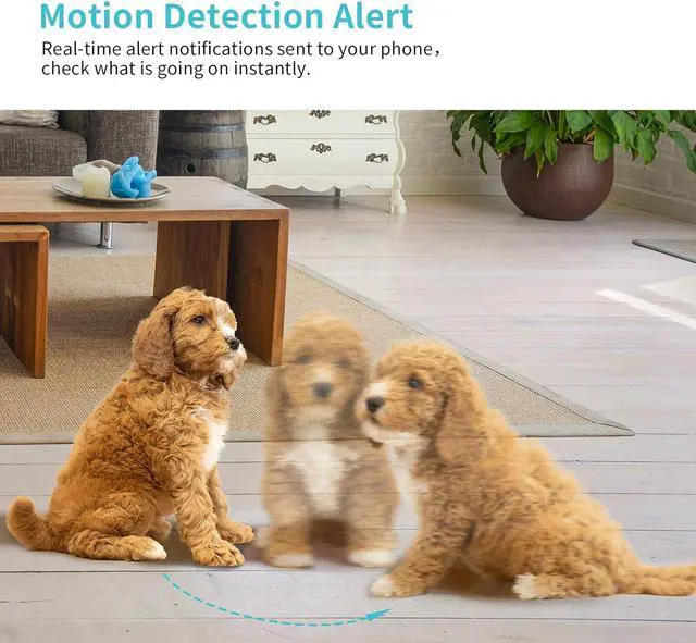 Alt view image 4 of 7 - Pet Camera, 2K HD Dog Camera with Phone APP, 360° Pan/Tilt View Puppy Cam, One Click Call for Baby Monitor, MagivPix Night Vision,Motion Tracking Alarm with Cloud/Local SD,Home Indoor Security Cam