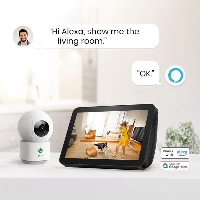 Alt view image 7 of 7 - 2K Security Camera Indoor, Baby Monitor Pet Camera 360-Degree for Home Security,Camera with 5/2.4 GHz Wi-Fi Router, One-Touch Call, Smart Motion Tracking, IR Night Vision, Compatible with Alexa