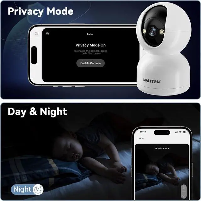 Alt view image 5 of 7 - Security Camera Indoor 2K, WiFi Camera for Home Security with Smart AI Motion Detection, Baby Monitor Pet/Dog Camera with Phone App, 360 Pan/Tilt for Room, Color Night Vision, 2-Way Audio