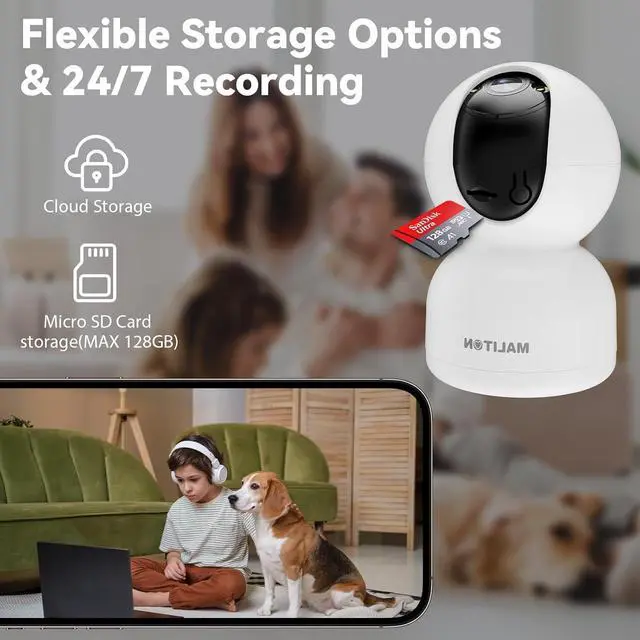 Alt view image 6 of 7 - Security Camera Indoor 2K, WiFi Camera for Home Security with Smart AI Motion Detection, Baby Monitor Pet/Dog Camera with Phone App, 360 Pan/Tilt for Room, Color Night Vision, 2-Way Audio
