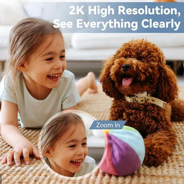 Alt view image 2 of 7 - Security Camera Indoor 2K, WiFi Camera for Home Security with Smart AI Motion Detection, Baby Monitor Pet/Dog Camera with Phone App, 360 Pan/Tilt for Room, Color Night Vision, 2-Way Audio