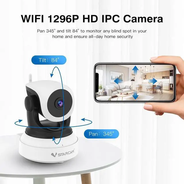 Alt view image 2 of 6 - Pet Camera Indoor, 2.4GHz WiFi Dog Camera, Baby/Pet Camera with Phone App, Pet Monitor with AI Human Detection Night Vision, 2-Way Talk, 24/7, TF/Cloud Storage