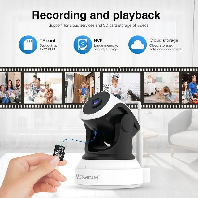 Alt view image 5 of 6 - Pet Camera Indoor, 2.4GHz WiFi Dog Camera, Baby/Pet Camera with Phone App, Pet Monitor with AI Human Detection Night Vision, 2-Way Talk, 24/7, TF/Cloud Storage