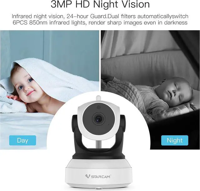 Alt view image 5 of 7 - WiFi Camera, 1080P Wireless Dog Camera with Phone App Night Vision, Motion Tracking, Two-Way Audio, 24/7 Recording with Cloud/Local SD, Smart Baby/Puppy Camera