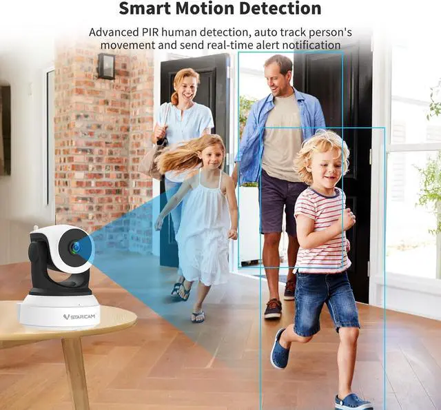 Alt view image 6 of 7 - 2K Battery Powered Security Camera, Indoor Camera Wireless with Phone App, Battery Operated Pet Camera, Baby Monitor with 2-Way Audio, Motion Detection, Auto Tracking, TF & Cloud Storage