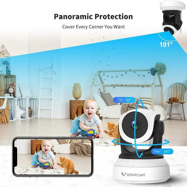 Alt view image 4 of 7 - 2K Battery Powered Security Camera, Indoor Camera Wireless with Phone App, Battery Operated Pet Camera, Baby Monitor with 2-Way Audio, Motion Detection, Auto Tracking, TF & Cloud Storage