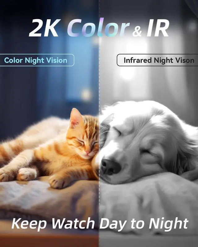 Alt view image 3 of 6 - Pet Camera 2K, Dog Camera with Phone App, Indoor Security Camera PTZ, 360° Cameras for Home Security Indoor, Color Night Vision, 2-Way Talk, Motion Detection&Tracking, Cloud&SD(2.4GHz Only)