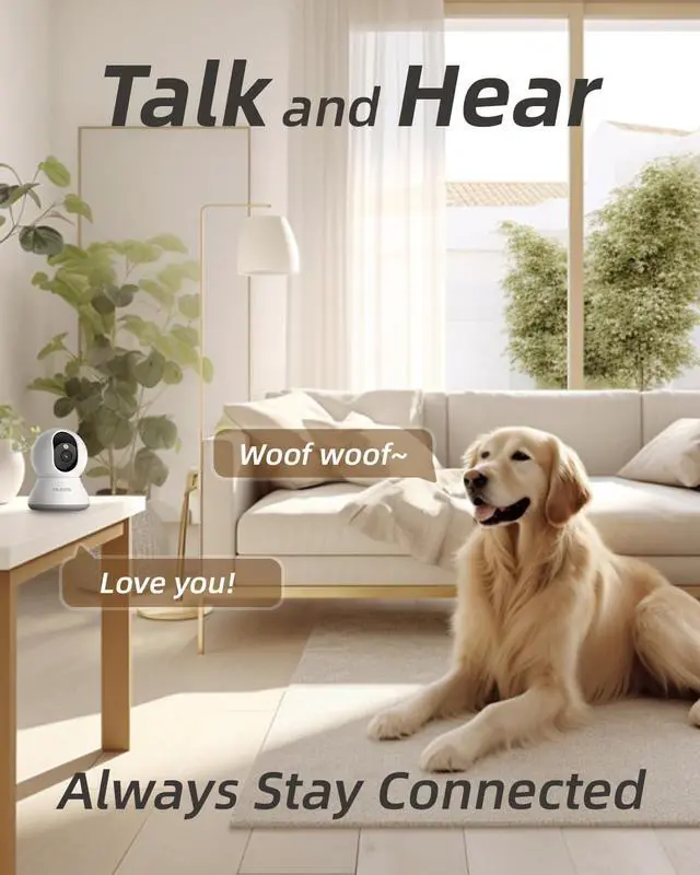 Alt view image 5 of 6 - Pet Camera 2K, Dog Camera with Phone App, Indoor Security Camera PTZ, 360° Cameras for Home Security Indoor, Color Night Vision, 2-Way Talk, Motion Detection&Tracking, Cloud&SD(2.4GHz Only)