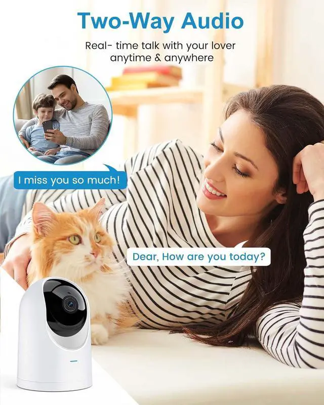 Alt view image 4 of 7 - Pet Camera Indoor, 2K High Definition Dog Camera with Phone APP, Cat Camera with 24/7 Recording with Cloud/Local SD, 2-Way Audio and Video, Night Vision, Pet Motion Tracking Alarm