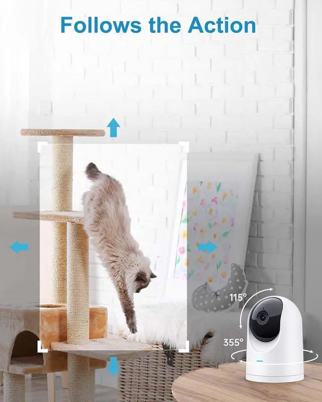 Alt view image 7 of 7 - Pet Camera Indoor, 2K High Definition Dog Camera with Phone APP, Cat Camera with 24/7 Recording with Cloud/Local SD, 2-Way Audio and Video, Night Vision, Pet Motion Tracking Alarm