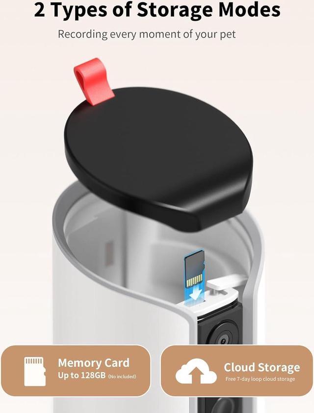 Alt view image 7 of 7 - 2K Pet Camera Treat Dispenser, 360°View Dog Camera with Phone App, 5G&2.4G WiFi 2-Way Talk Pet Camera Indoor for Cats Remote Treat Tossing, Motion Alerts, Auto Tracking