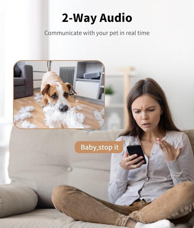 Alt view image 5 of 7 - 2K Pet Camera Treat Dispenser, 360°View Dog Camera with Phone App, 5G&2.4G WiFi 2-Way Talk Pet Camera Indoor for Cats Remote Treat Tossing, Motion Alerts, Auto Tracking