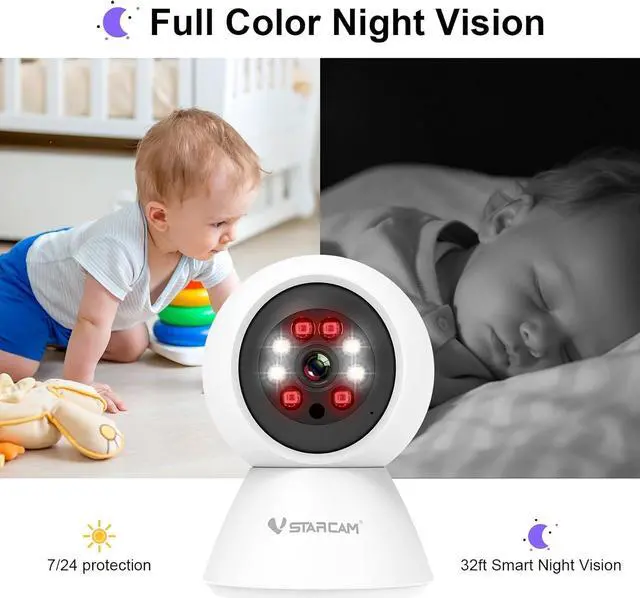 Alt view image 5 of 7 - 3MP Cameras for Home Security, Pet Camera Indoor for Dog Camera with Phone APP Color Night Vision, Motion Detection, 2-Way Talk with Cloud & SD Card Storage