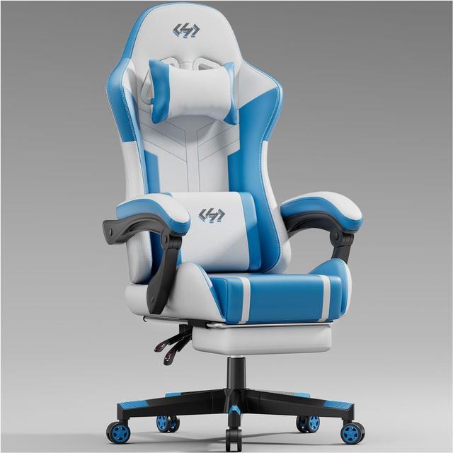 Gaming chair white and blue discount