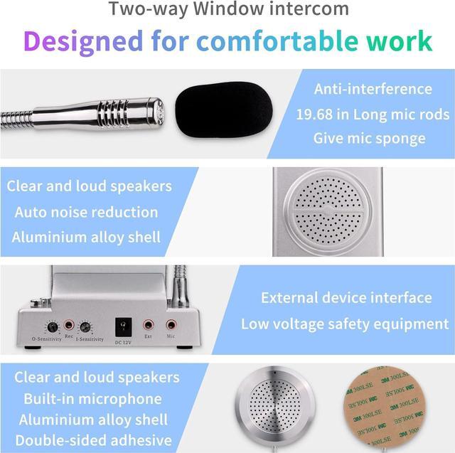 Alt view image 3 of 7 - Window intercom Speaker,Window intercom 2 Way, Window Counter intercom Microphone, intercom System for The Business/Bank/Office/Hospital/Station/Catering/Ticket Window