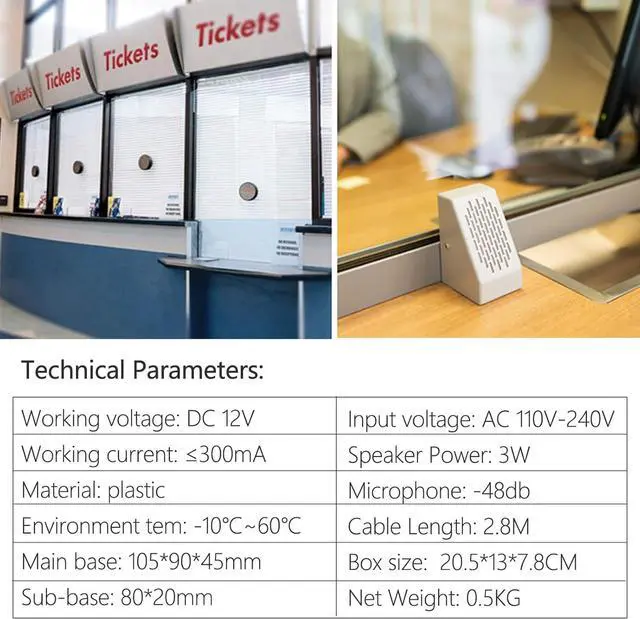 Alt view image 5 of 6 - Window Intercom Speaker System, Dual-Way Intercommunication Microphone Teller Window Speaker Talk Through Glass Window Counter Intercoms for Business/Bank/Office/Hospital