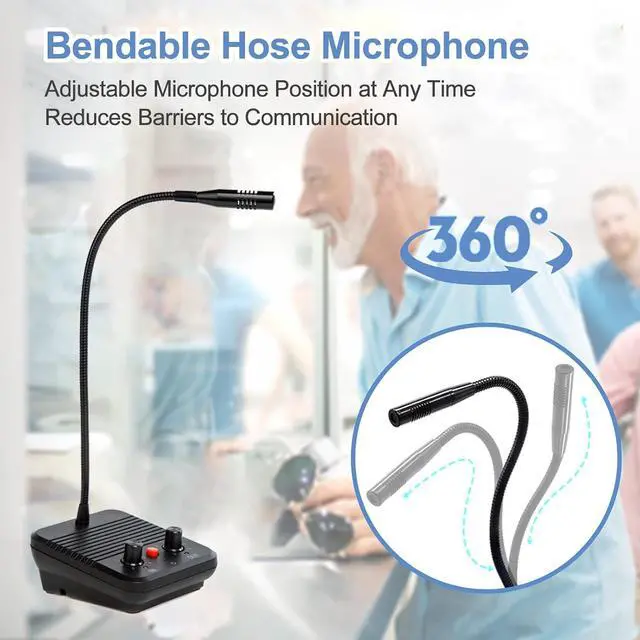 Alt view image 4 of 6 - Window Intercom Speaker System, Dual-Way Intercommunication Microphone Teller Window Speaker Talk Through Glass Window Counter Intercoms for Business/Bank/Office/Hospital