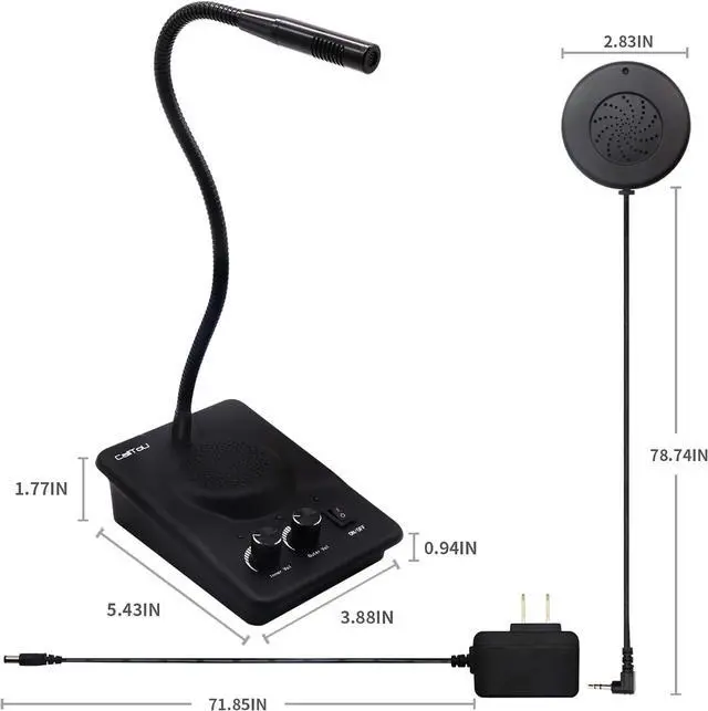 Main image of Window Speaker Intercom System,Dual Way Anti-Interference Intercommunication Microphone Talk Through Glass Window,for Business,Bank,Office,Hospital,Counter,Store,Station,School and More