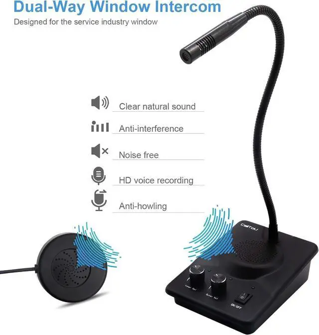 Alt view image 4 of 7 - Window Speaker Intercom System,Dual Way Anti-Interference Intercommunication Microphone Talk Through Glass Window,for Business,Bank,Office,Hospital,Counter,Store,Station,School and More