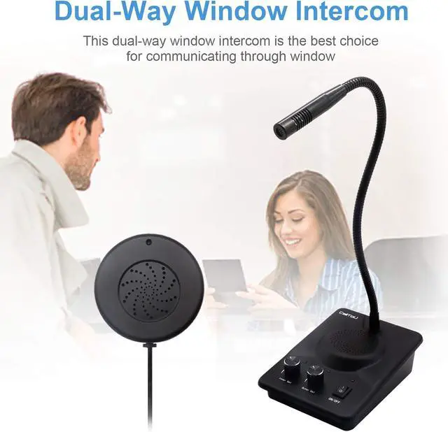 Alt view image 3 of 7 - Window Speaker Intercom System,Dual Way Anti-Interference Intercommunication Microphone Talk Through Glass Window,for Business,Bank,Office,Hospital,Counter,Store,Station,School and More