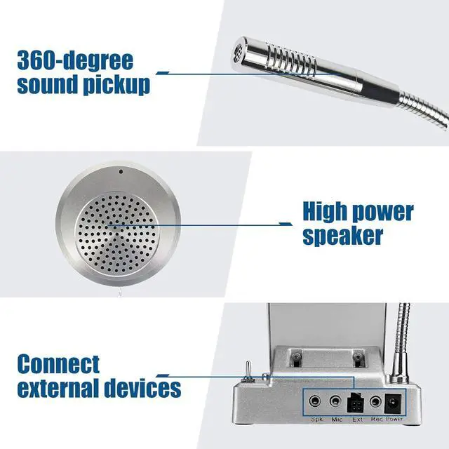 Alt view image 6 of 7 - TW102 Window Intercom,Window Speakers, 8M Cable with Loud Outer Speaker, Connect Wireless Mic,Intercom System for Hotel,School,Medical Center