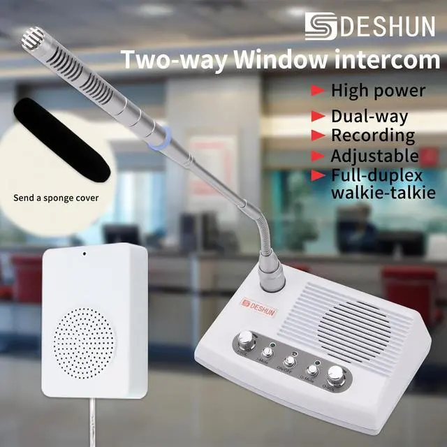 Alt view image 2 of 7 - DS-989 Window Intercom, Full Duplex Window Speaker System,Loud Speaker, Connect Wireless Mic, Intercom System for Business,Medical Treatment,School, Home,Hospital, Store.