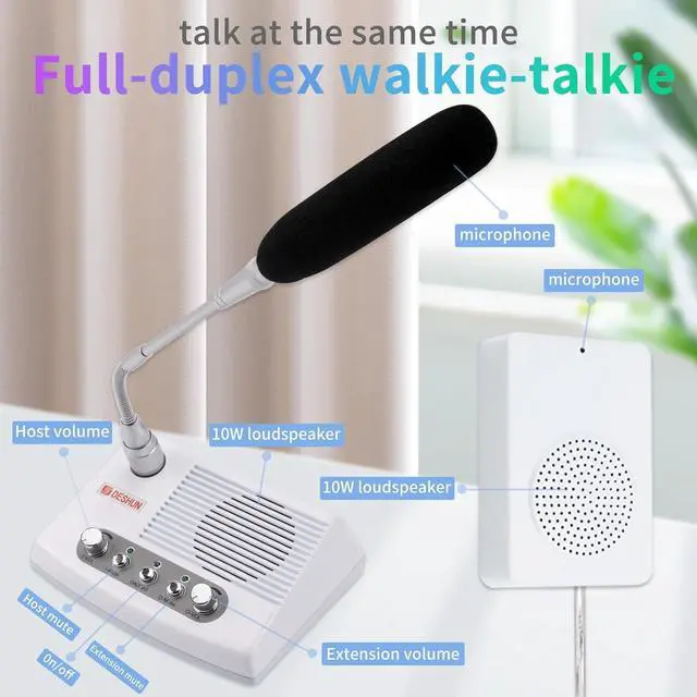 Alt view image 6 of 7 - DS-989 Window Intercom, Full Duplex Window Speaker System,Loud Speaker, Connect Wireless Mic, Intercom System for Business,Medical Treatment,School, Home,Hospital, Store.