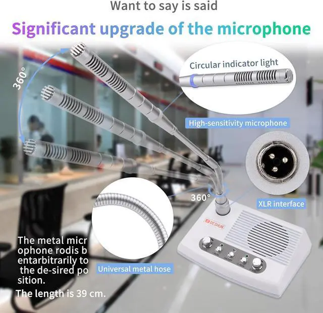 Alt view image 5 of 7 - DS-989 Window Intercom, Full Duplex Window Speaker System,Loud Speaker, Connect Wireless Mic, Intercom System for Business,Medical Treatment,School, Home,Hospital, Store.