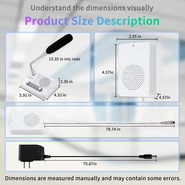 Alt view image 7 of 7 - DS-989 Window Intercom, Full Duplex Window Speaker System,Loud Speaker, Connect Wireless Mic, Intercom System for Business,Medical Treatment,School, Home,Hospital, Store.