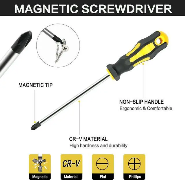 Alt view image 3 of 7 - 43pcs Magnetic Screwdriver Set, Including Slotted, Phillips, Hexagonal, Pozidriv, Magnetizer, Demagnetizer, Replaceable Screwdriver Bits and Sturdy Tool Case for DIY and Repair Work