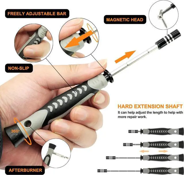 Alt view image 4 of 7 - Precision Screwdriver Set, 130 in 1 Electronics Magnetic Screwdriver Set with 120 bits Repair Tool Kit for Computer, PC, Laptop, Phone, Mac, Tablet, Home DIY, Game Consoles, Glasses, Watch